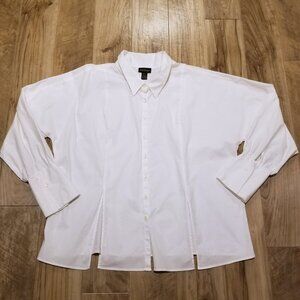 VTG Lane Bryant Plus 26/28 Classic White Blouse Vented Corpcore Cotton Shirt Y2K